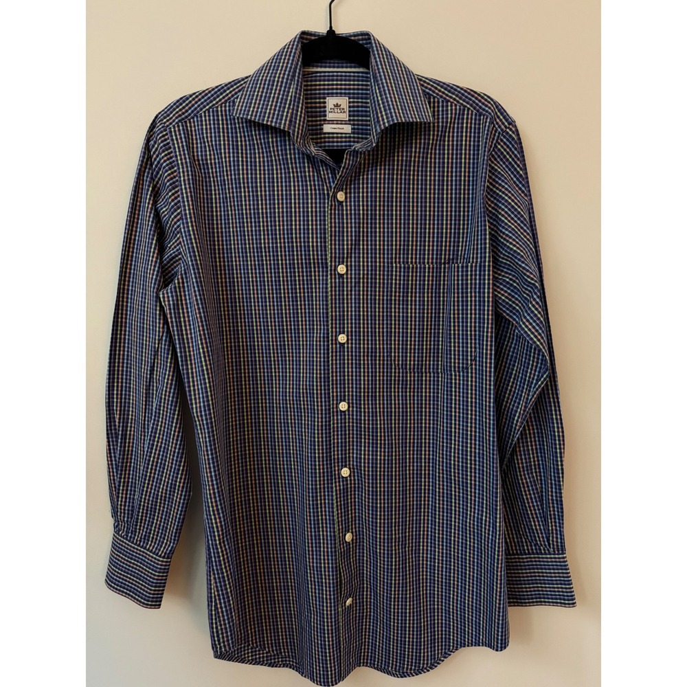 Peter Millar Crown Finish Men's Small Plaid Button Down Shirt 100% Cotton